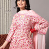 Dhiyona VA Women'sFloral Printed Pure Cotton A-Line Kurta With Trousers & Dupatta