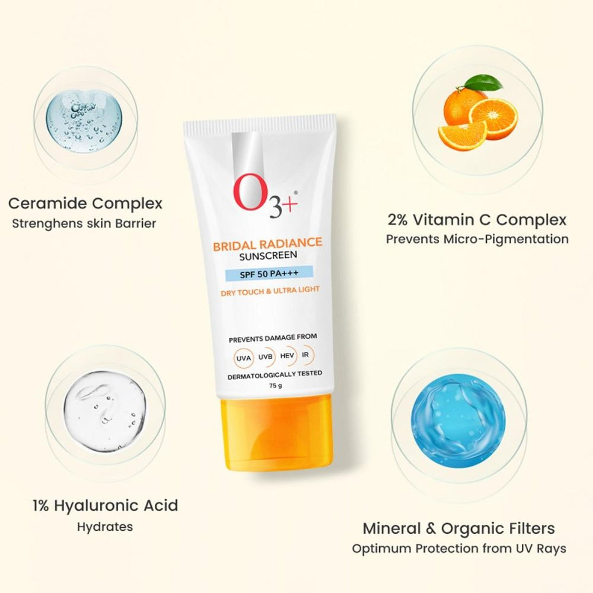 O3+ Professional Bridal Radiance Sunscreen SPF 50 PA +++