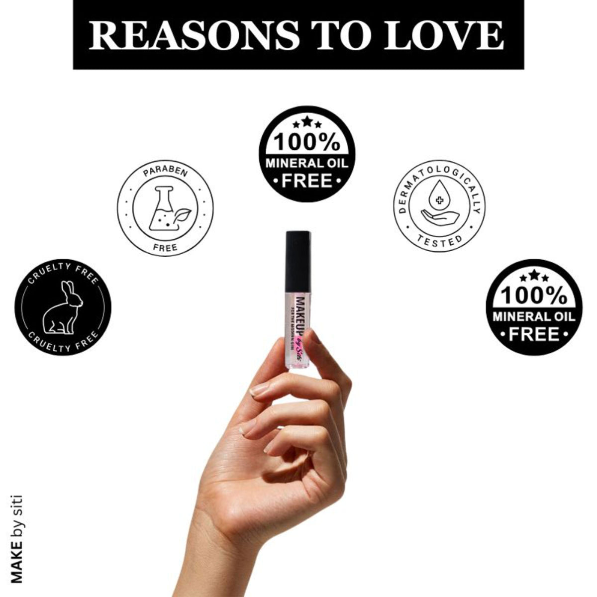 Makeup By Siti PH Lip Gloss in Graceful Hue, showing a sleek tube with the glossy finish and vibrant pink shade.