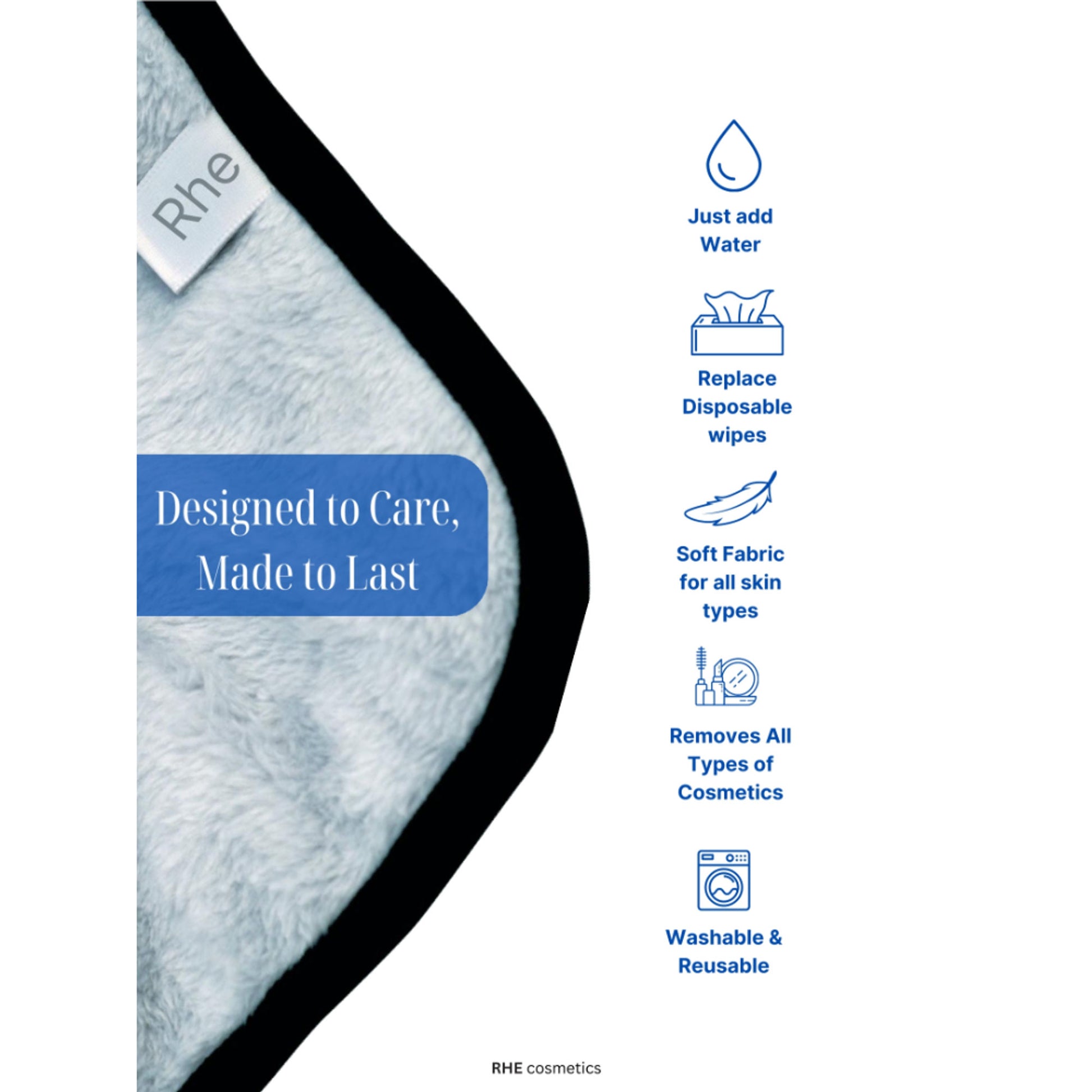 Rhe Cosmetics Velvet Clean Microfiber Makeup Removal Towel
