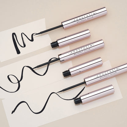 Anastasia Beverly Hills Liquid Liner in true black matte with precise applicator tip and sleek black packaging.