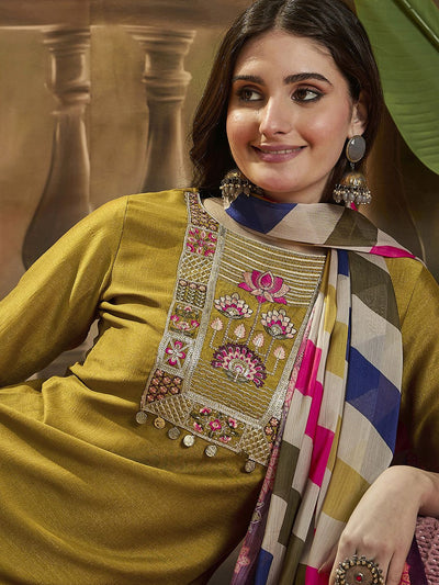 Indyancart SN Women's Embroidered Kurta Trouser With Dupatta