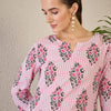 Dhiyona IE Adults-Women Floral Printed Cotton Kurta with Trousers