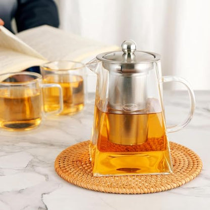 Jinelza Pyramid Shape Borosilicate Glass Tea Pot with Infuser 750ml