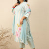 Indyancart Women's Floral Printed Regular Kurta with Trousers & With Dupatta