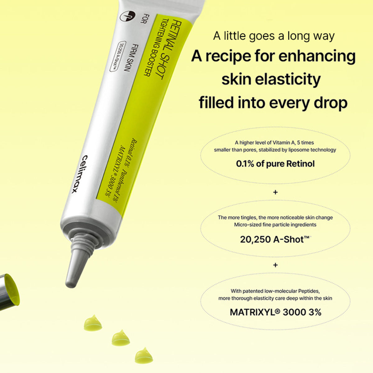 Celimax The Vita-A Retinal Shot booster bottle, a skincare product for anti-aging, dark spots, and wrinkles.