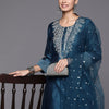 Dhiyona VA Women'sFloral zari Embroidered Chanderi Silk Kurta with Trousers & Dupatta