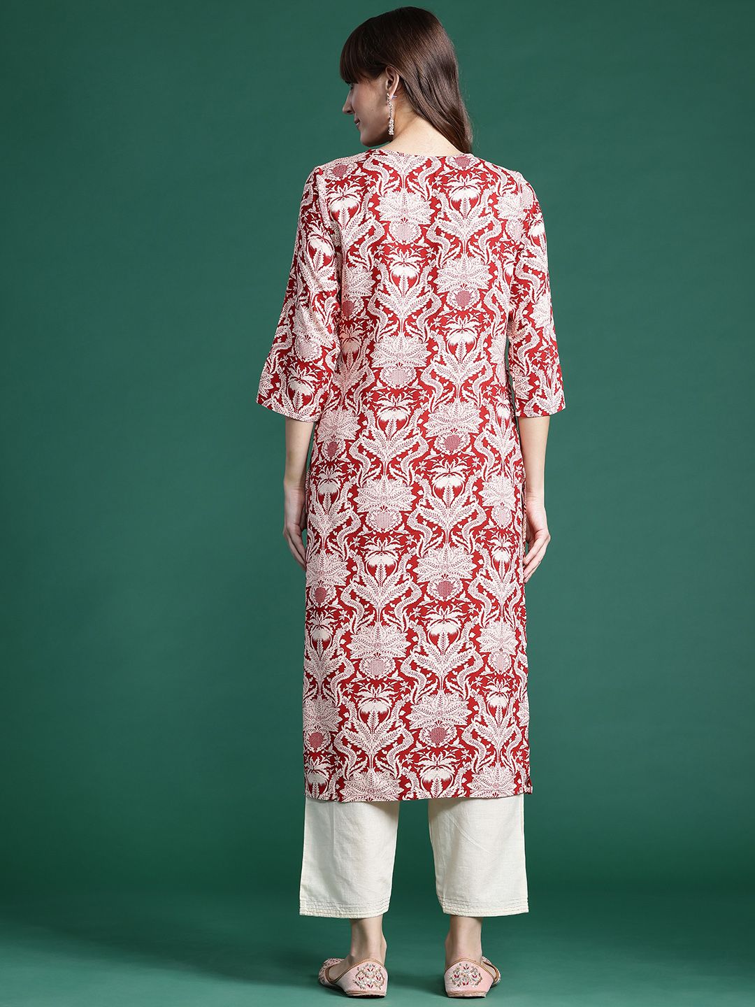 Indyancart IE Floral Printed Kurta