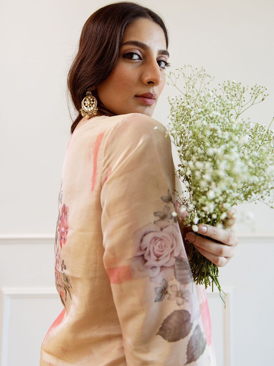 Indyancart IE Women Floral Printed Regular Kurta with Trousers Dupatta
