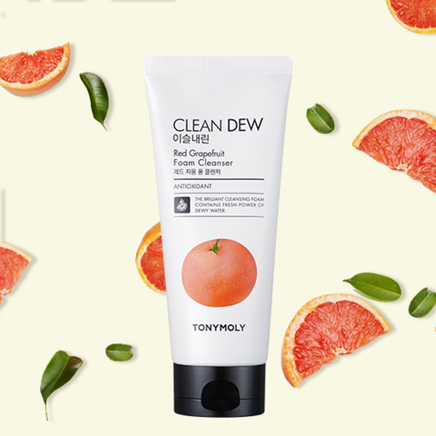 TONYMOLY Korean Clean Dew Red Grapefruit Foam Cleanser with Antioxidants to Boost Skin Elasticity
