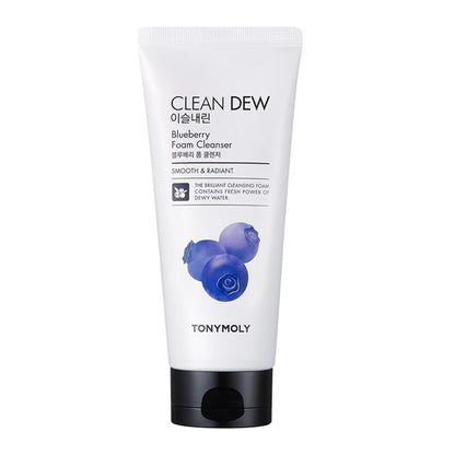 TONYMOLY Korean Clean Dew Blueberry Foam Cleanser to Soften & Smooth Skin with Micronutrients