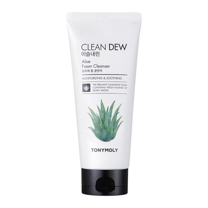 TONYMOLY Korean Clean Dew Aloe Foam Cleanser to Soothe & Hydrate Dry & Sensitive Skin