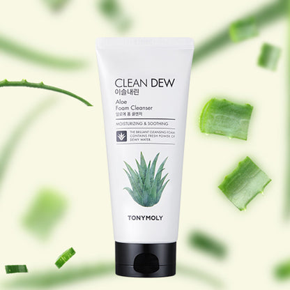 TONYMOLY Korean Clean Dew Aloe Foam Cleanser to Soothe & Hydrate Dry & Sensitive Skin