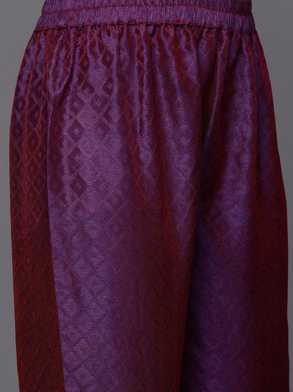 Indyancart VA Women'sFloral Embroidered Gotta Patti Kurta with Trousers & With Dupatta