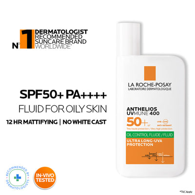 La Roche-Posay Anthelios UVMUNE400 Oil Control SPF50+, Mattifying Sunscreen for Oily Skin.
