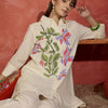 Dhiyona IE Floral Printed Shirt Collar A-Line Pure Cotton Kurta With Trousers