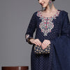 Dhiyona IE Women Embroidered Thread Work Chanderi Silk Kurta with Trousers & With