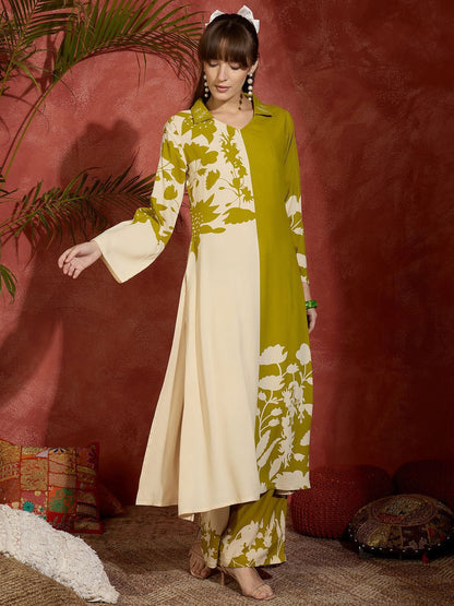 Dhiyona IE Indo era Printed A-Line Tunic & Trousers Co-Ord Set