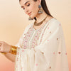 Dhiyona SN Women's Floral Embroidered Pure Cotton Straight Kurta With Palazzo & Dupatta