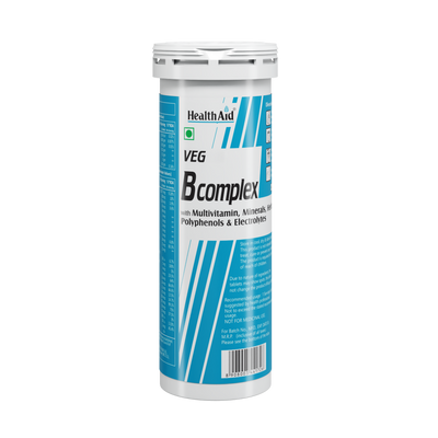 HealthAid Vegan B Complex with Multivitamins & Electrolytes Mango Flavour Effervescent Tablets