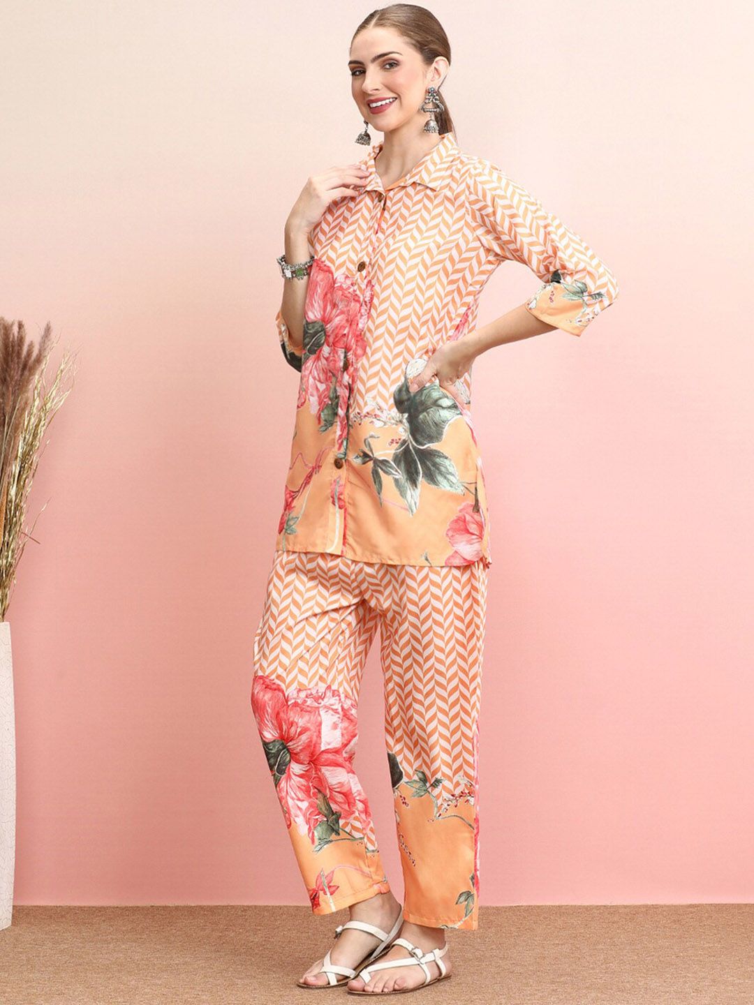 Dhiyona IE Floral Printed Shirt With Trousers