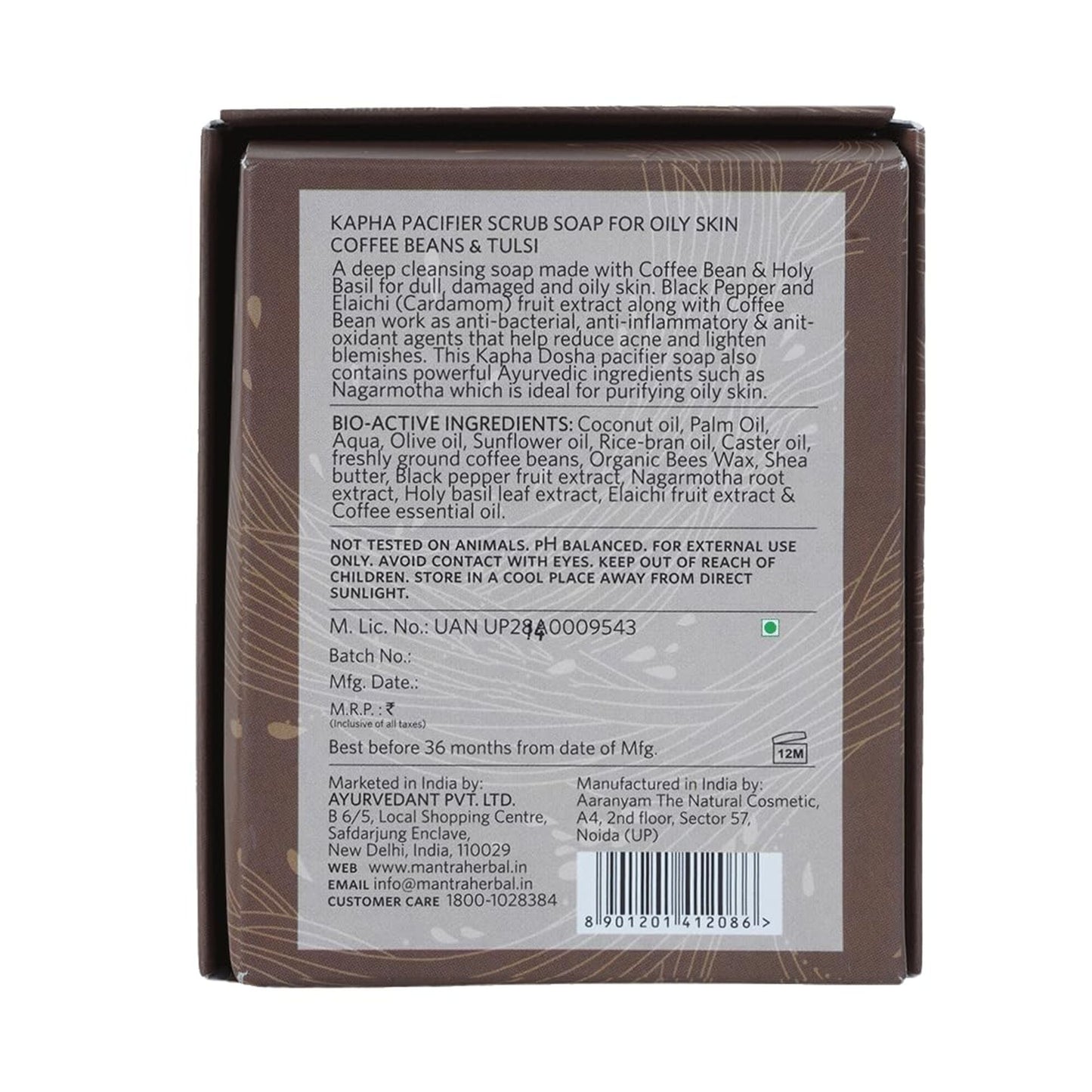Mantra Herbal Kapha Pacifier Oily Skin Coffee Beans & Tulsi Scrub Soap