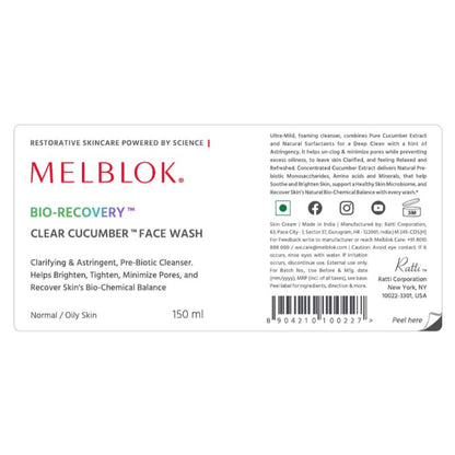 Melblok Bio-recovery Clear Cucumber Face Wash