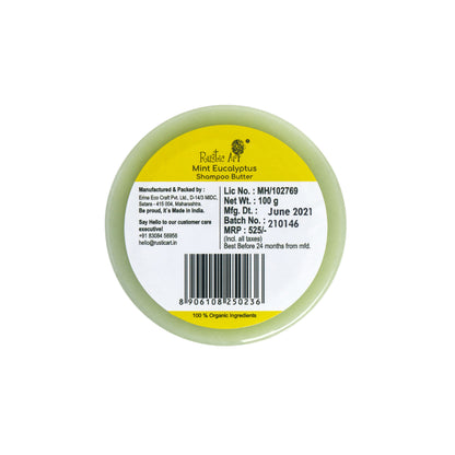 Rustic Art Mint Eucalyptus Shampoo Butter for Deep Cleansing