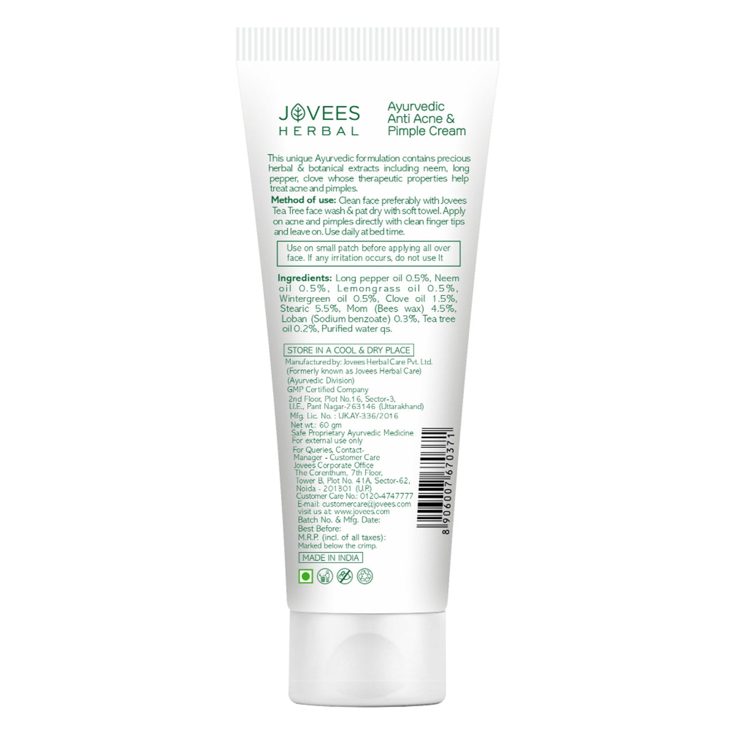 Jovees Ayurveda Anti Acne & Pimple Cream