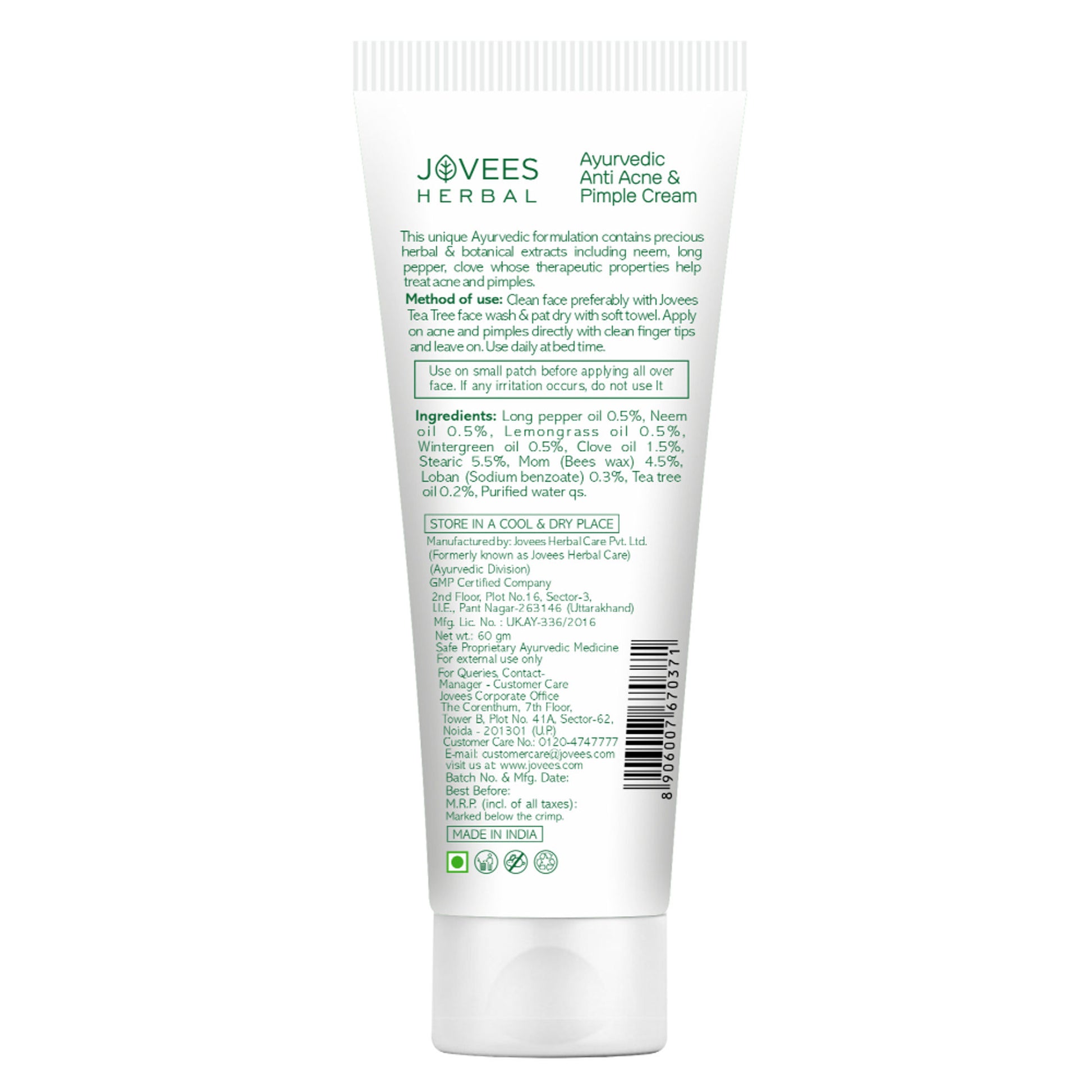 Jovees Ayurveda Anti Acne & Pimple Cream