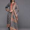 Indyancart VA Women'sEthnic Motif Printed Wool Blended Winter Straight Kurta Set with Printed Dupatta