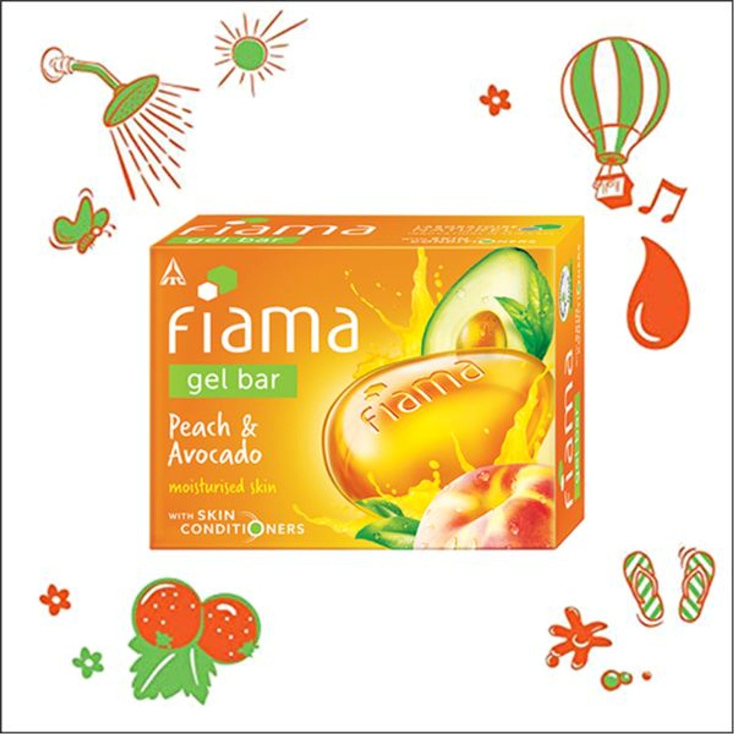 Fiama Gel Bar Peach & Avocado | Soft Moisturised Skin | 30% Smoothing Body Serum
