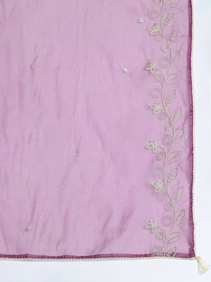 Floral Embroidered Thread Work Kurta with Trousers & With Dupatta