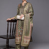 Indyancart VA Women'sEthnic Motif Printed Winter Kurta with Trouser & Dupatta