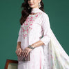 Dhiyona IE Embroidered Thread Work Pure Cotton Kurta With Trousers & Dupatta