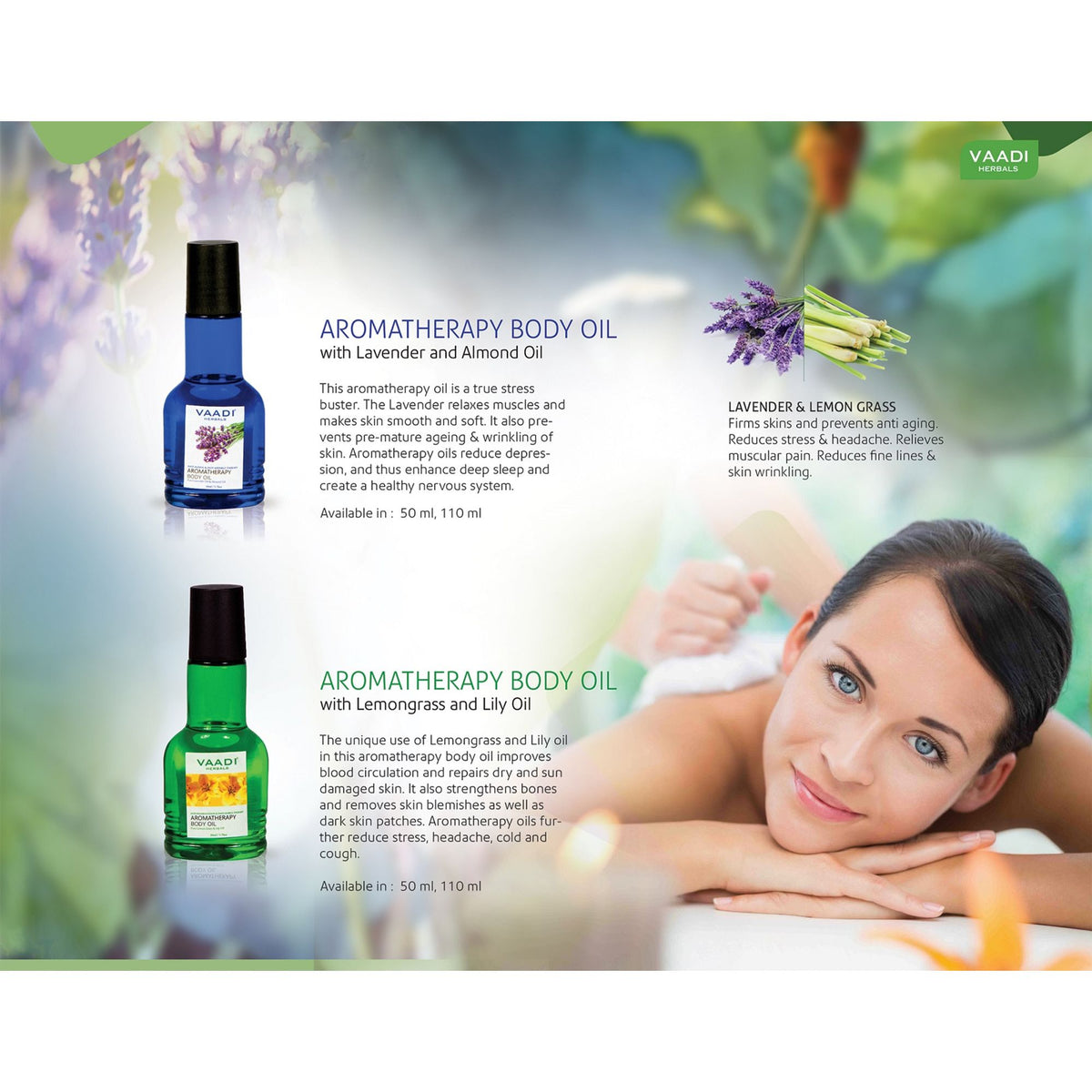 Vaadi Herbals Pack Of 2 Aromatherapy Body Oil With Lavender & Almond Oil