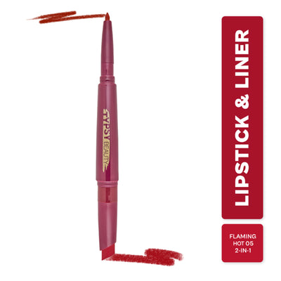Typsy Beauty Twist & Pout Lipstick And Lip Liner - Flaming Hot