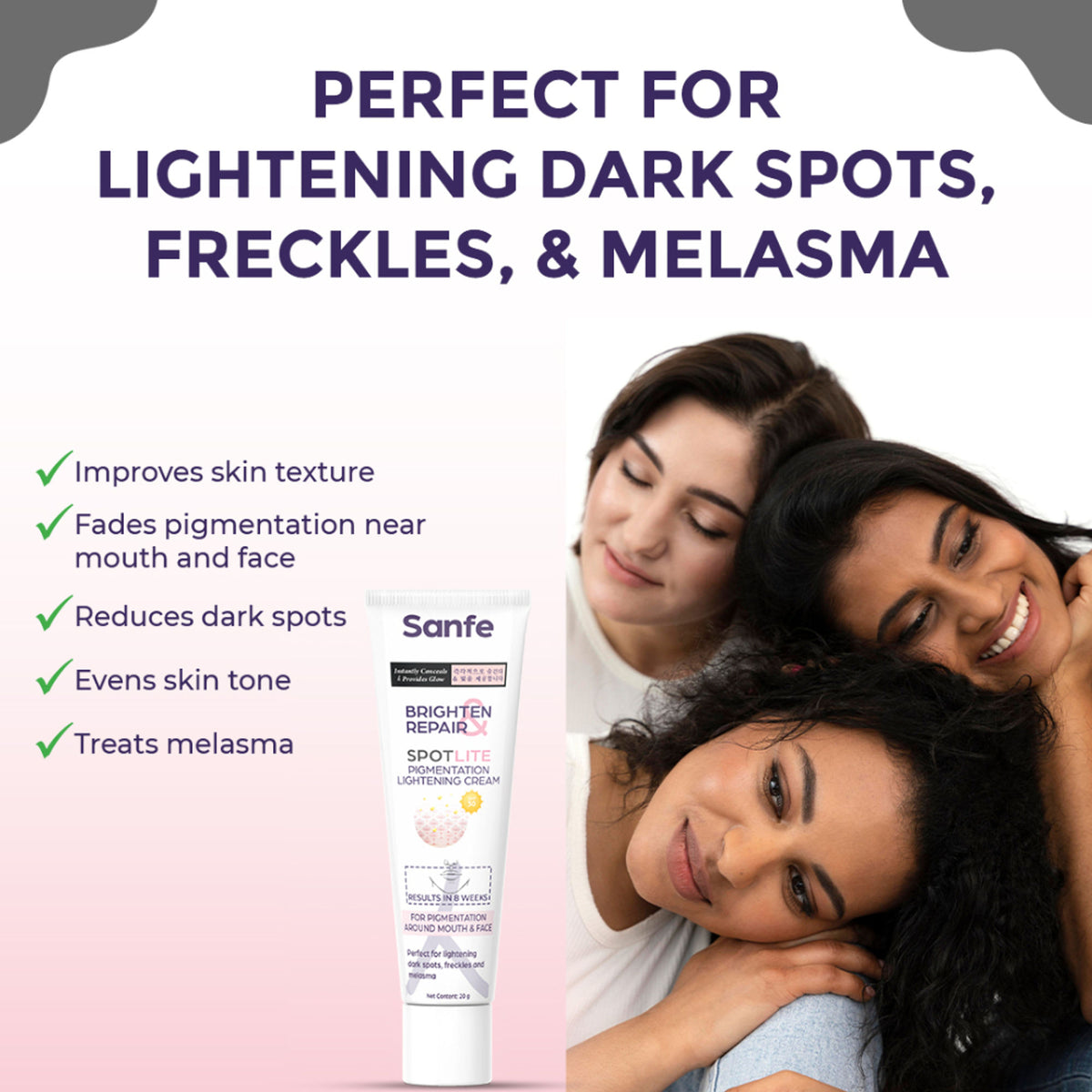 Sanfe Pigmentation Lightening Cream, Kojic Acid, Glutathione, Dark Spots Removal
