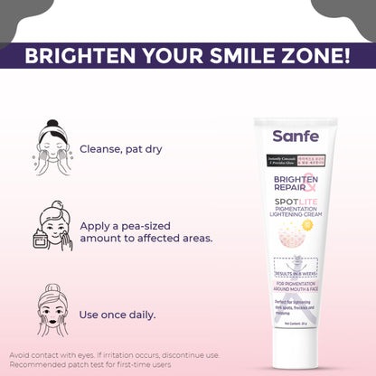 Sanfe Pigmentation Lightening Cream, Kojic Acid, Glutathione, Dark Spots Removal