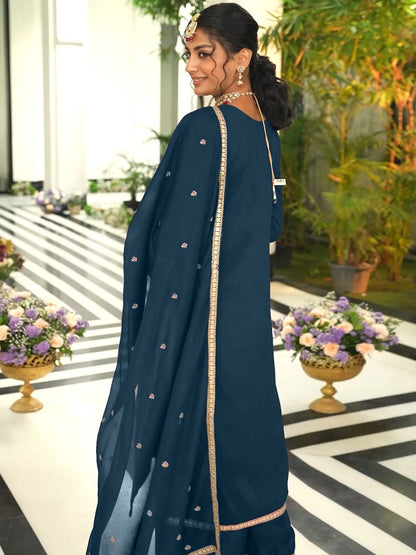 Indyancart IE Women Ethnic Motifs Embroidered Regular Mirror Work Kurta with Palazzos & With Dupatta