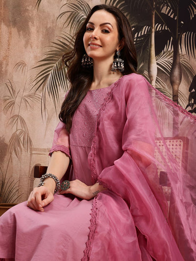 Indyancart SN Women's Pure Cotton Kurta With Palazzos & Dupatta