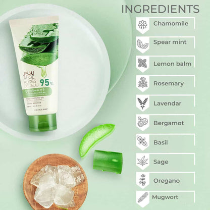 The Face Shop Jeju Aloe Fresh Soothing Gel Tube, Pure Non Sticky Aloe Gel For Body, Face & Hair