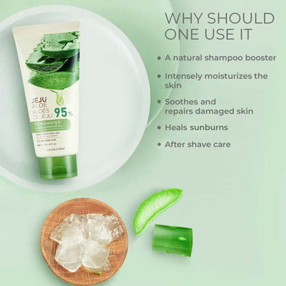 The Face Shop Jeju Aloe Fresh Soothing Gel Tube, Pure Non Sticky Aloe Gel For Body, Face & Hair