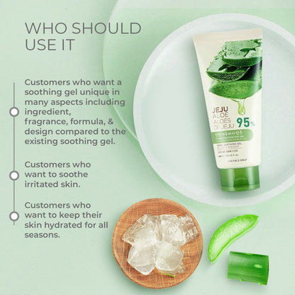 The Face Shop Jeju Aloe Fresh Soothing Gel Tube, Pure Non Sticky Aloe Gel For Body, Face & Hair