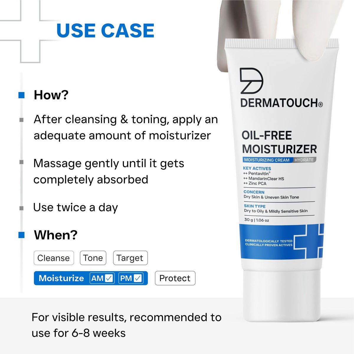 Dermatouch Oil-Free Moisturiser providing lightweight, non-greasy hydration for daily skin care.