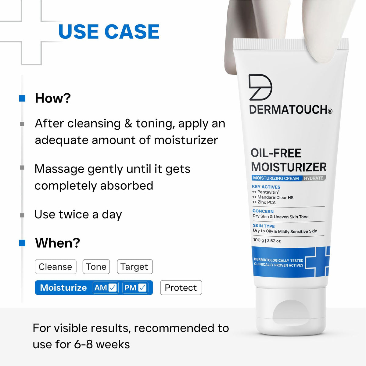 Dermatouch oil-free moisturizer providing lightweight hydration and non-greasy daily skin care in a sleek bottle.