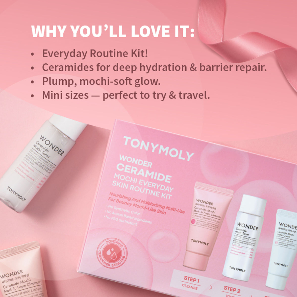 TONYMOLY Wonder Ceramide Mochi Toner Everyday Skin Routine Kit