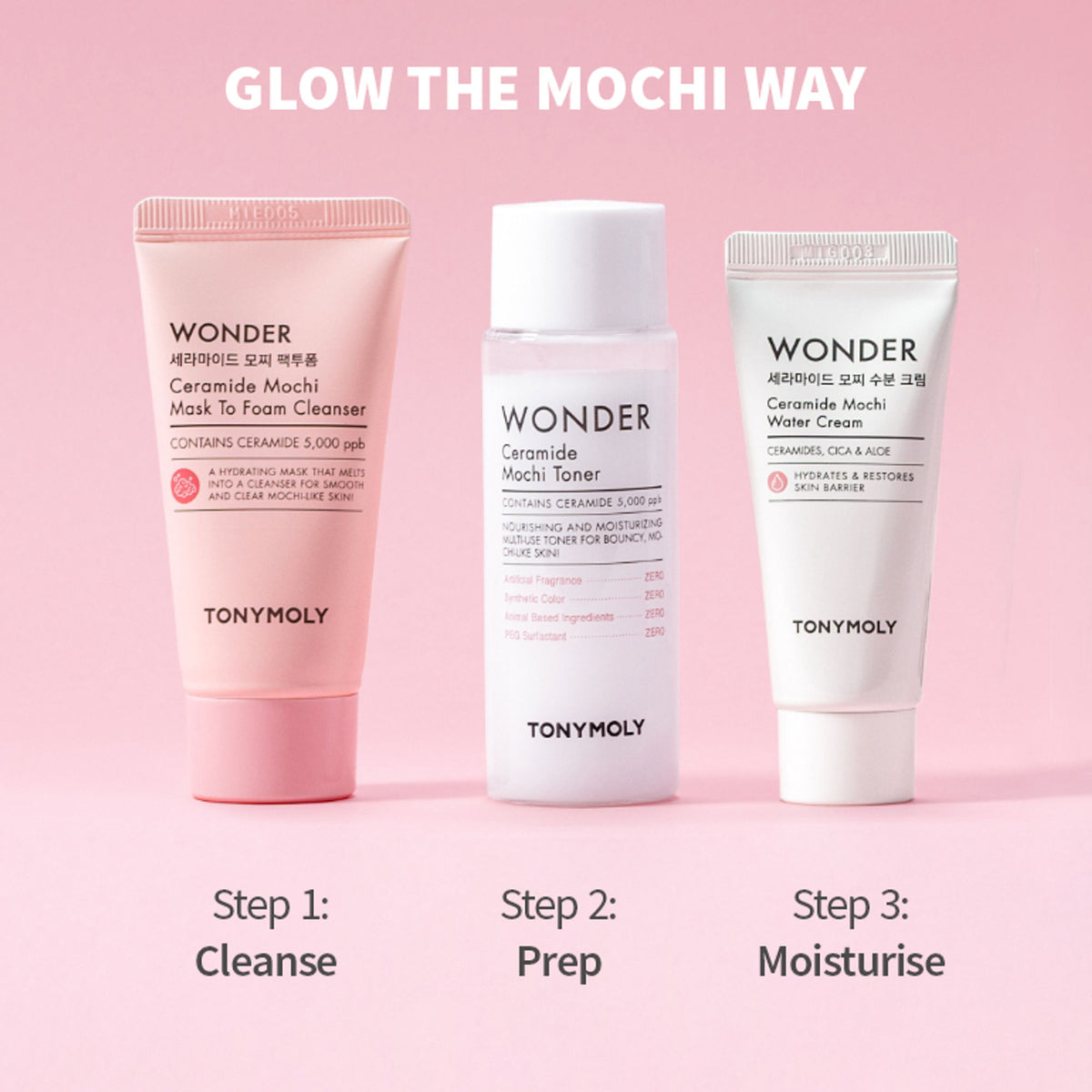 TONYMOLY Wonder Ceramide Mochi Toner Everyday Skin Routine Kit