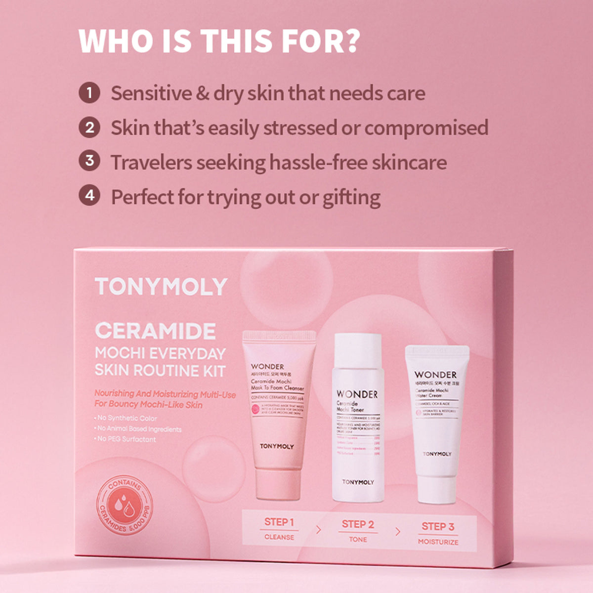TONYMOLY Wonder Ceramide Mochi Toner Everyday Skin Routine Kit