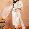 Dhiyona IE Women Floral Embroidered Regular Thread Work Pure Cotton Kurta with Trousers & With Dupatta